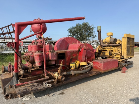 IDECO 214 DUPLEX MUD PUMP P/B CATERPILLAR D353E ENGINE, SKIDDED