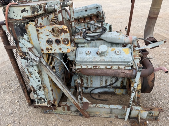 DETROIT 8V71T ENGINE & RADIATOR, SKIDDED (INCOMPLETE)