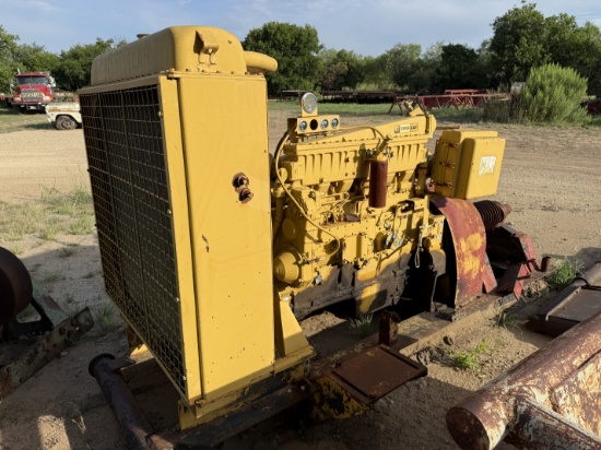CATERPILLAR D3406 DIESEL ENGINE W/ 18 AIRFLEX CLUTCH, JACK SHAFT 10-GROOVE SHEAVE, & RADIATOR, SKIDD