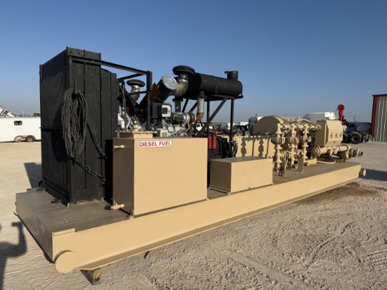 2013 GARDNER DENVER GD-2250T 10K WP TRIPLEX PUMP (UNUSED REBUILD) P/B MTU 12V2000 1005-HP, SKIDDED