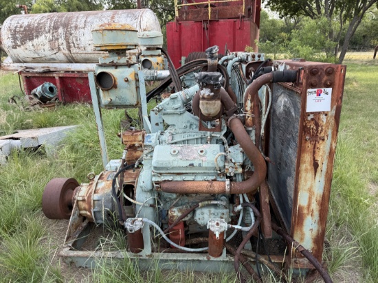 DETROIT 6V92T DIESEL ENGINE W/ TWIN DISC F-10017-TC-1 TORQUE CONVERTER & RADIATOR, SKIDDED