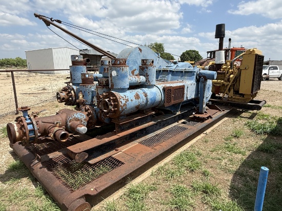IDEAL C-250 DUPLEX MUD PUMP P/B CAT 3406TA, SKIDDED
