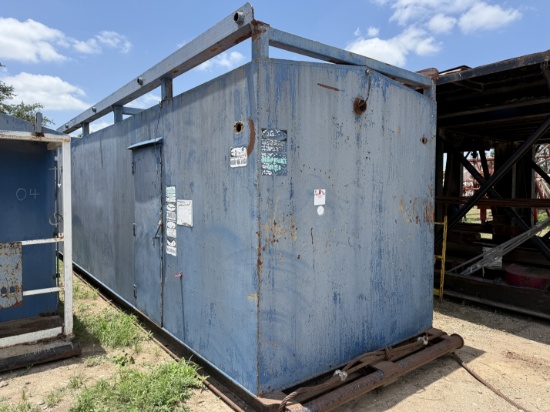 300 BBL OPEN TOP WATER TANK / PARTS HOUSE, SKIDDED