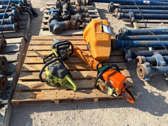 (3) gas powered chainsaws