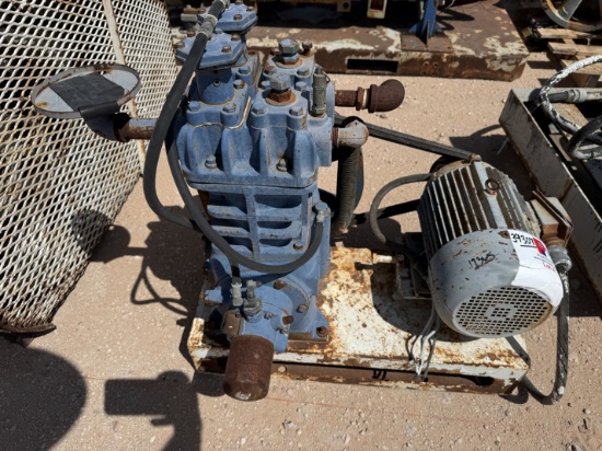 QUINCY MODEL 325, 17.4-CFM / 200-PSI INDUSTRIAL AIR COMPRESSOR P/B 5-HP ELECTRIC MOTOR MTD ON BASE P