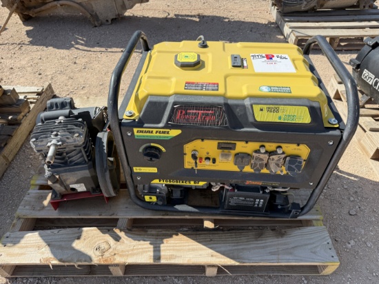 PALLET W/ POWERTRAIN PT8000EXCS-DF DUAL FUEL 8K WATT GENERATOR & VT470000AV AIR COMPRESSOR P/B ELEC