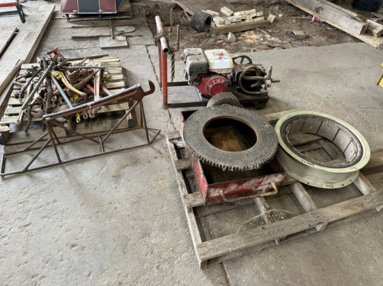 18 EATON AIR FLEX CLUTCH DISC, PALLET OF (12+) 24-48 RIGID PIPE WRENCHES, GAS POWERED SMALL TRIPLEX