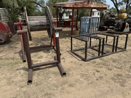 (2) 48H SPOOL RACKS & (1) 7L x 3.6W x 2.4H STEEL RACK