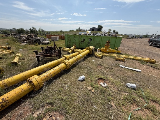 (14+) MOSTLY 7-1/16 & SOME 5-1/16 10M SPOOLS, (1) TEE, & (1) CROSS ADJ HEIGHT TRANSPORT SKID