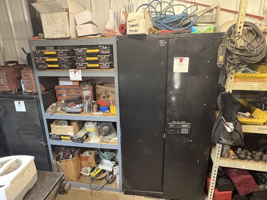 3 x 1.5 x 6 shelving & 3 x 1.5 x 6 supply cabinet w/ contents