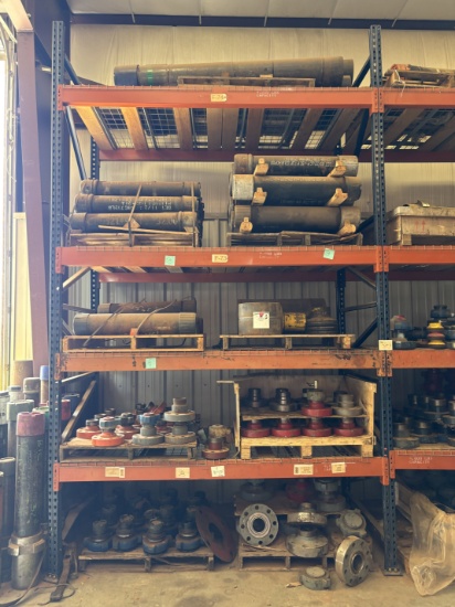 Contents of (4 shelves) w/ (65) assorted 2 to 4 weco flanges, casing hangers, & (38) 7 casing pup jt