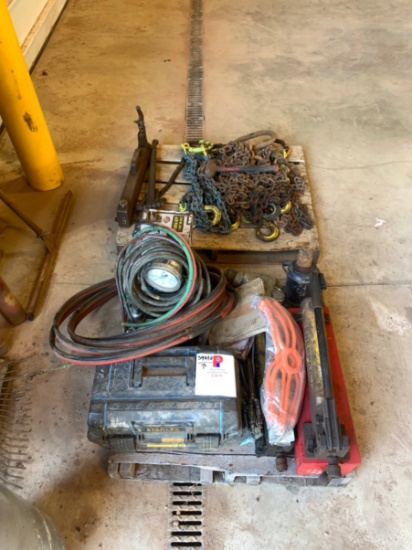2 Pallets of Chains, 1 Hydraulic Power Unit, Cutting Torches and Hose