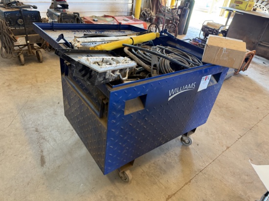 WILLIAMS 4 x 2.6 x 2.4 ROLLING TOOLBOX FULL OF VARIOUS TOOLS