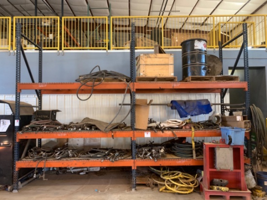 6 Shelves of High Pressure Hoses, Fittings, and Grease