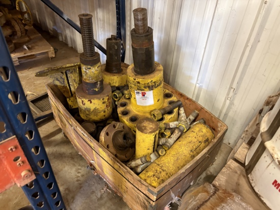 Crate of frac valve bonnet flanges, valve stem parts, & flange bolts