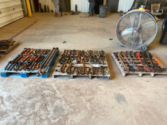 3 Pallets of Hammer Wrenches 3/4 to 1-7/8, and Pipe Wrenches 10 to 36