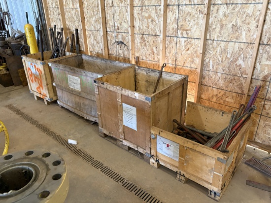 (4 crates) w/ hammers, hammer wrenches, pipe wrenches, and other misc. hand tools