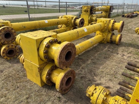 (2x$) 7-1/16 x 10L spacer spools w/ (4) fluid crosses, (4) 20l spools, & weco flanges
