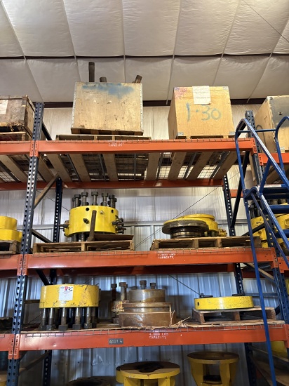 Contents of (3 shelves) w/ DSAs, tubing hangers, casing head components