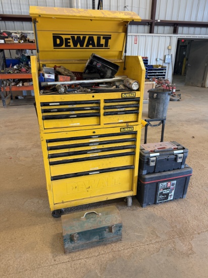 (1) DEWALT 11-DRAWER ROLLING TOOLBOX W/ CONTENTS, SMALL TOOLBOX W/ 3/4 to 1 DRIVE SOCKETS, (2) KETER