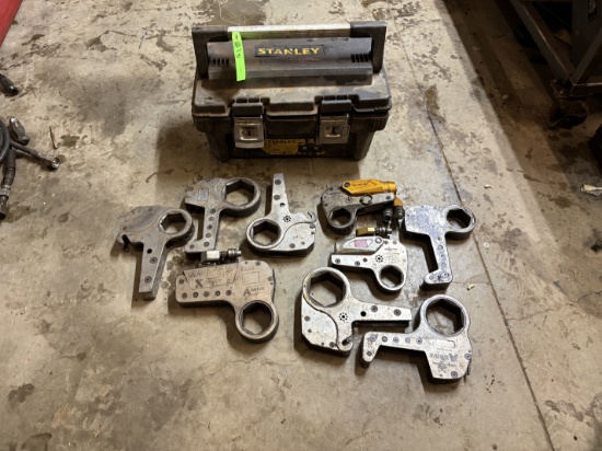 Set of (9) hexpro & norwolf hydraulic torque wrenches