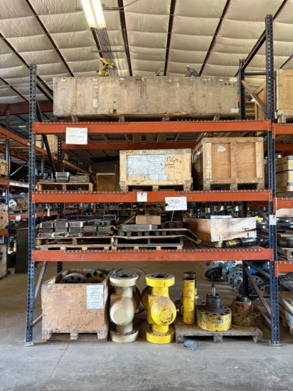 Contents of (4 shelves) of assorted frac valve parts