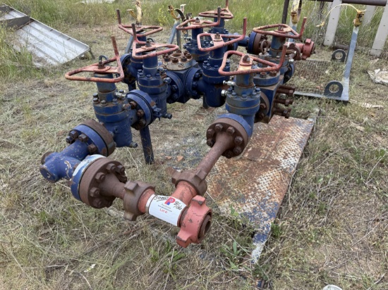 NSCO 2-1/16 5M (8) GATE VALVE MANIFOLD ON TRANSPORT SKID