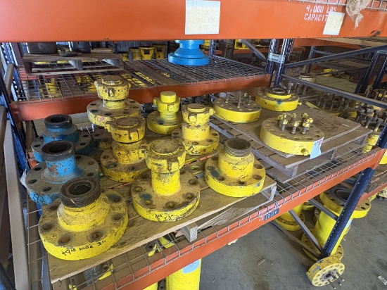 (6 pallets) of assorted 2-1/16 x 7 single stud adapters, 3 & 4 weco flanges