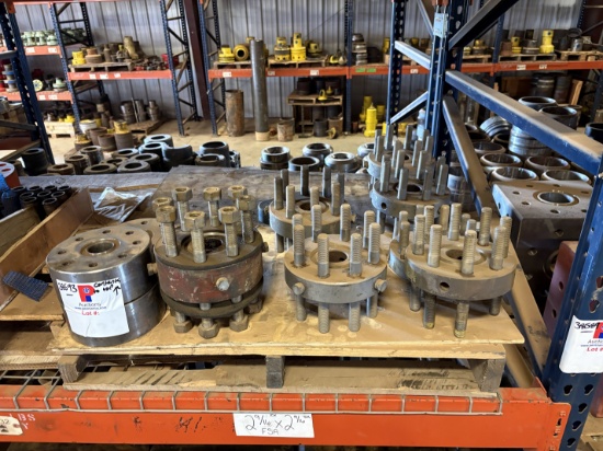Contents of (3 shelves) w/ assorted DSAs, 5 10k x 11 5k spools, 7 valve gates, etc.
