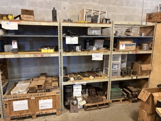 (3) sets of shelves W/ 4 & 5 gate valve parts