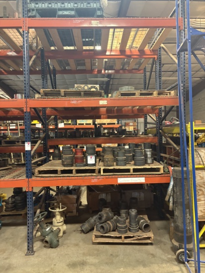 Contents of (3 shelves) w/ (3) 2-9/16 5M gate valves, assorted tubing/casing hangers, & landing flan