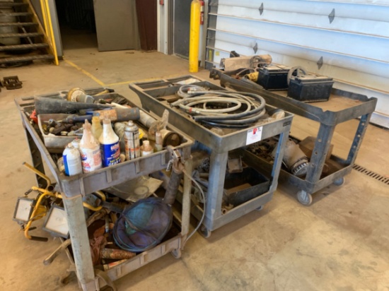 (3) Uline Rolling Tool Carts and all its Contents