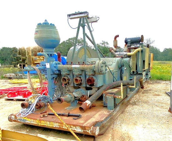 GARDNER DENVER PZ8 TRIPLEX MUD PUMP P/B (2) DETROIT SERIES 60 14L's 665-HP, SKIDDED