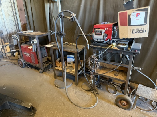 Lincoln Electric Flex Tec 450 Welder w/ Flex Feed 84 Wire Feeder & Bug-0 support stand