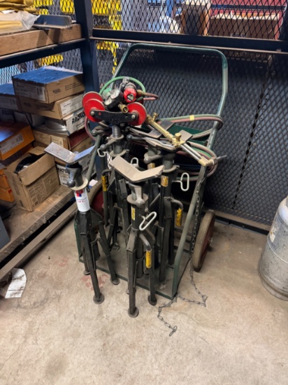 Victor Torch set w/ (6) pipe stands & Dolly