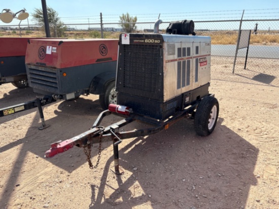 2017 Lincoln Electric Vantage 600SD welder mtd on s/a bumper pull trailer