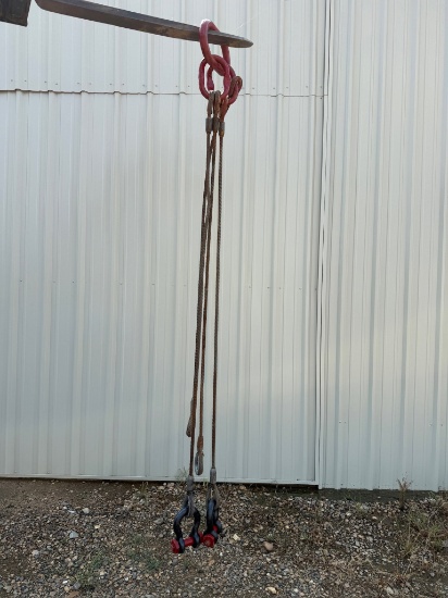 3/8" x 8' 4-Leg Wire Rope Bridle Sling Rating 29,000 lbs with 2-Crosby 17 ton shackles