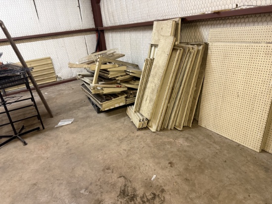 Lot W/ Pile Of 24" Metal Shelving & Backing