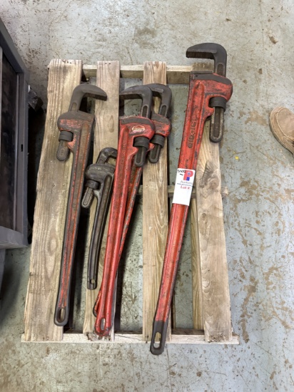 Pallet of (5) ridgid pipe wrenches, size 24 to 48