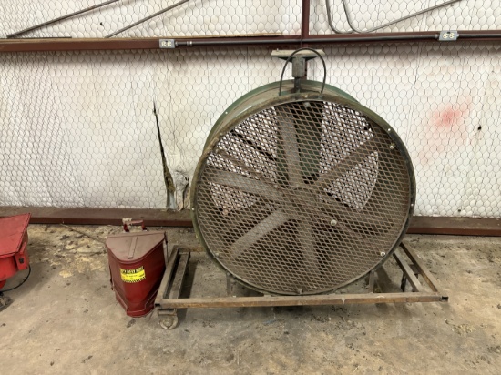 42DIA electric shop fan w/ oil waste can