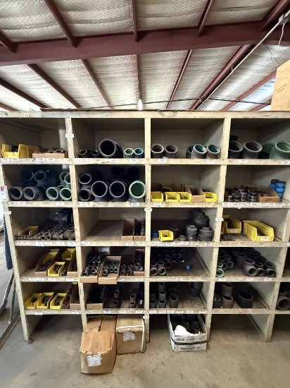 SECTION OF (150+) STD 1/4 THRU 3 PIPE ELS, TEES, COLLARS, Etc., SOME COATED