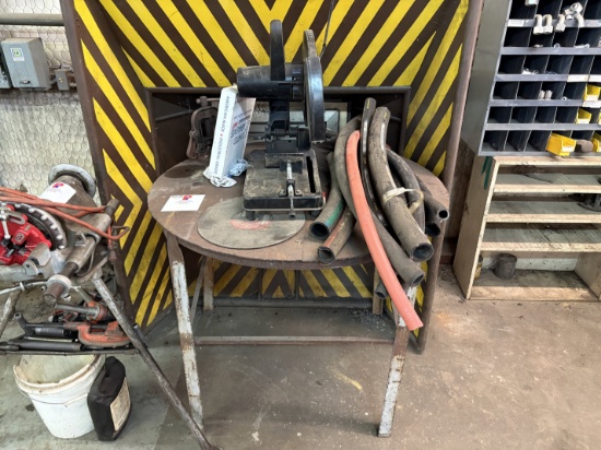 4Dia x 3 metal shop table w/ drill master 14 industrial cut off saw