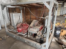 GARDNER DENVER T-300M 10K WP HYDRO-TEST TRIPLEX PUMP P/B BALDOR 100-HP ELECTION MOTOR, SKIDDED