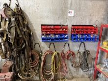 WALL SECTION W/ FITTINGS & BINS, EXTENSION CHORDS, & SAFETY HARNESSES
