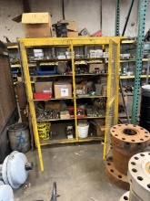 Steel storage cabinet w/ Wellhead parts, set screws, pressure guages, etc.