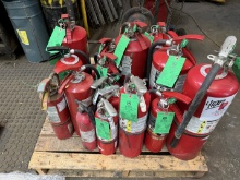 PALLET W/(23) VARIOUS SIZE FIRE EXTINGUISHERS