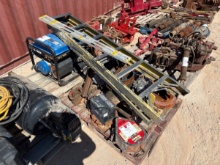 (2 pallets) w/ Westinghouse portable generator, a-frame ladder, air valves, PTO, etc.