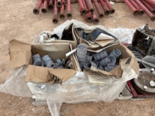 Pallet of (50+) assorted basket grapples, basket/mill controls, rubber seals, & stud bolts