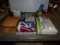 Wood Paper Organizer, Wii System w/Wii Fit, Tub of Office Supplies, Dust Buster, Box of Misc