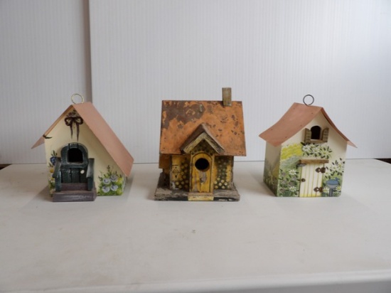 3x Copper Roof Bird House